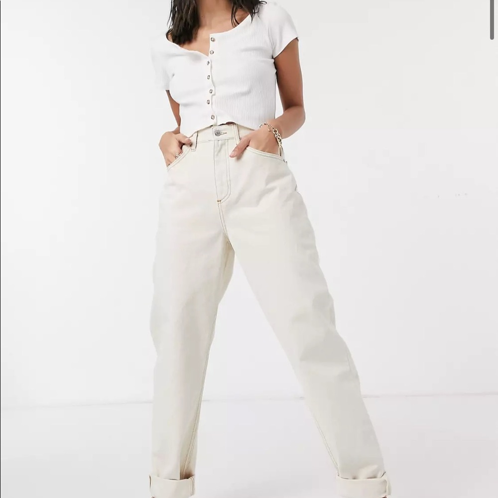 ASOS DESIGN organic cotton blend high rise 'slouchy' mom jean in ecru